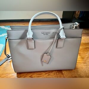 Kate Spade New York Large Saffiano Leather Cameron Satchel Soft Taupe Like New